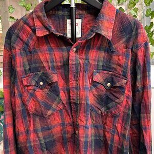 Men's Levi's Slim Fit Red Plaid Long Sleeve Button Down Shirt